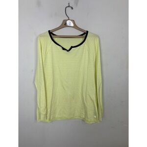 T by Talbots Women Shirt Top XL Yellow Lounge Striped Beachy Nautical Tee
